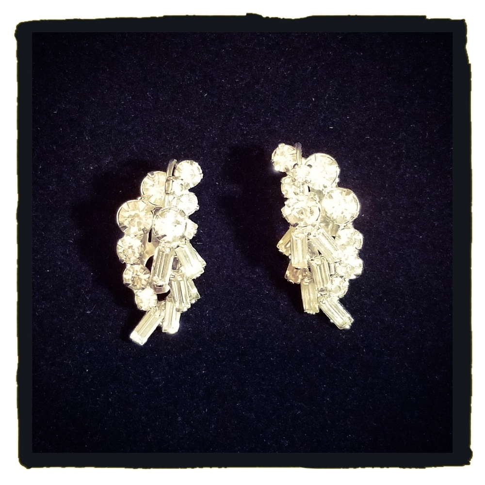 Vintage Rhinestone Cluster Earrings